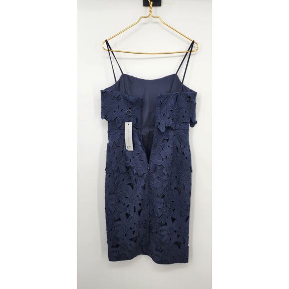 New NWT Black Halo Ora Lace‎ Sheath Party Navy Blue Foral Mini Dress Size 6 - Picture 7 of 16
